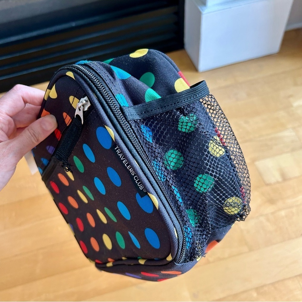 Travelers Club POLKA DOTS Insulated Lunch Cooler Bag, Rainbow, Black, 10 inches - Picture 10 of 17